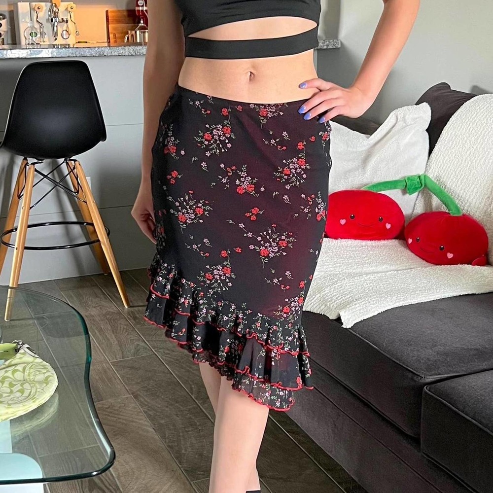 Y2K Floral midi skirt